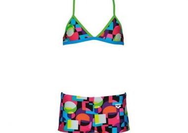 GIRLS` MARBLE JR HALTERNECK SWIM SUIT ΜΑΥΡΟ - ARENA - 